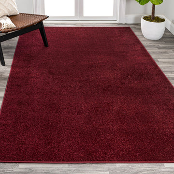 Haze Solid Low-pile Area Rug Dark Red